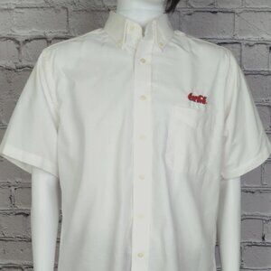 Coca Cola White Cotton Oxford Button Down Short Sleeve Uniform Shirt, Men's 16.5